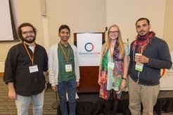 Four Max Planck OA ambassadors attending OpenCon 2016: <span lang="EN-US">Shervin Safavi, <span lang="EN-US">Vinodh Ilangovan</span>, <span lang="EN-US">Amie Fairs, and <span lang="EN-US">Mauricio Nicolás Adreani </span>(left to right)</span></span>