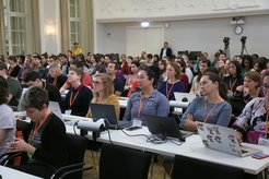 OpenCon 2017 participants in the Goethe Hall of the Harnack House, Berlin